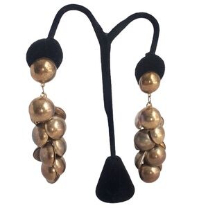 Vintage Statement Earrings Gold Tone Drop Clip-On Mob Wife Estate Piece